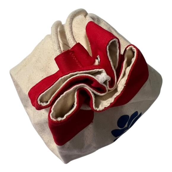 Flower Hospital Medical Staff Canvas Duffle Bag Red Cream Drawstring - Picture 13 of 13